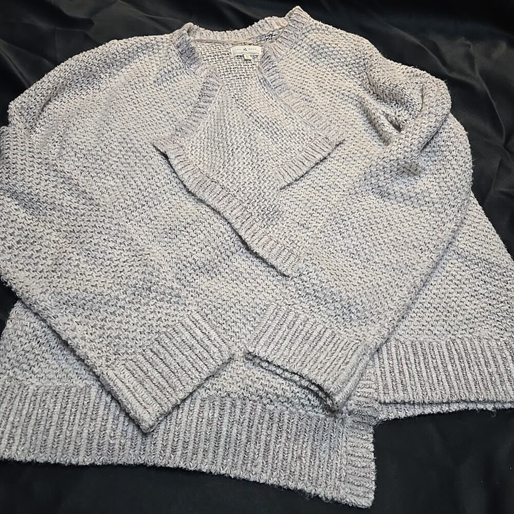 Lou & Grey Women’s Open Cardigan Sweater Size M White And Violet